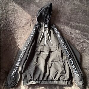 Dutch Bros Black Hooded Windbreaker